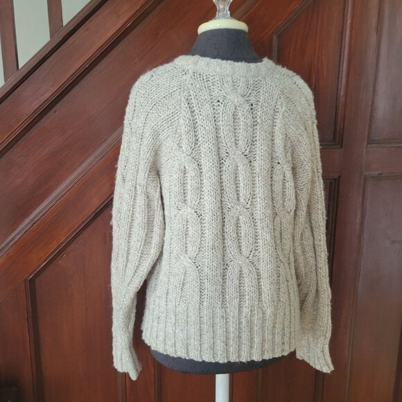 Lizwear Vintage Brown Cable Knit Wool Sweater Small - Picture 2 of 5